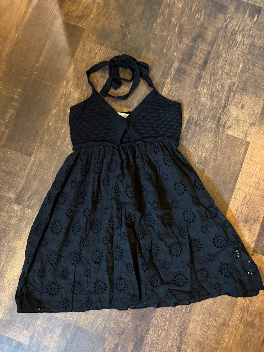 Zara Black Halter Eyelet Bodice Dress/ Swim cover up